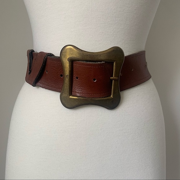 Vintage brown leather belt main image 5